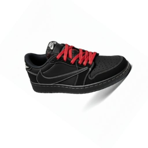 Street Edge Low-Top Sneakers Black with Red Highlights.